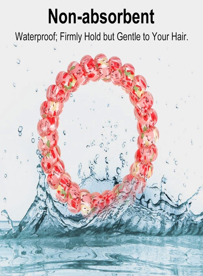 JessLab Spiral Hair Ties for Ladies, 10-Pack Elastic Cute Plastic Coil Bands, No-Damage Accessory for Women and Children with Thick or Thinning Hair, Silkscreen Floral Print - Image 2